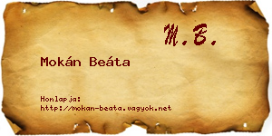 Mokán Beáta névjegykártya